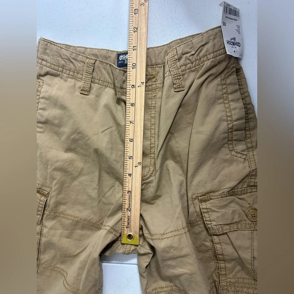 NWT OshKosh Boys Size 10 Beige Cargo Shorts Khaki Adjustable Waist